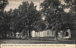 Barre Mass MA Methodist Church and Bank c1910 Vintage Postcard