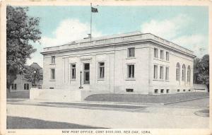 B4/ Red Oak Iowa Ia Postcard c1920 New Post Office Building $100,000