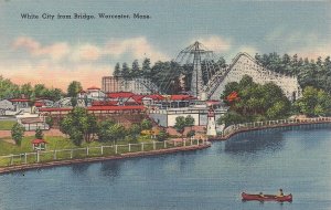 AMUSEMENT PARK, Worcester, MA, White City, Linen PC, Roller Coaster, Canoe
