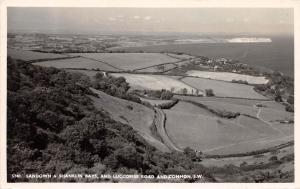 ISLE OF WIGHT IOW UK SANDOWN & SHANKLIN BAYS & LUCCOMBE RD POSTCARD c1955 pstmk