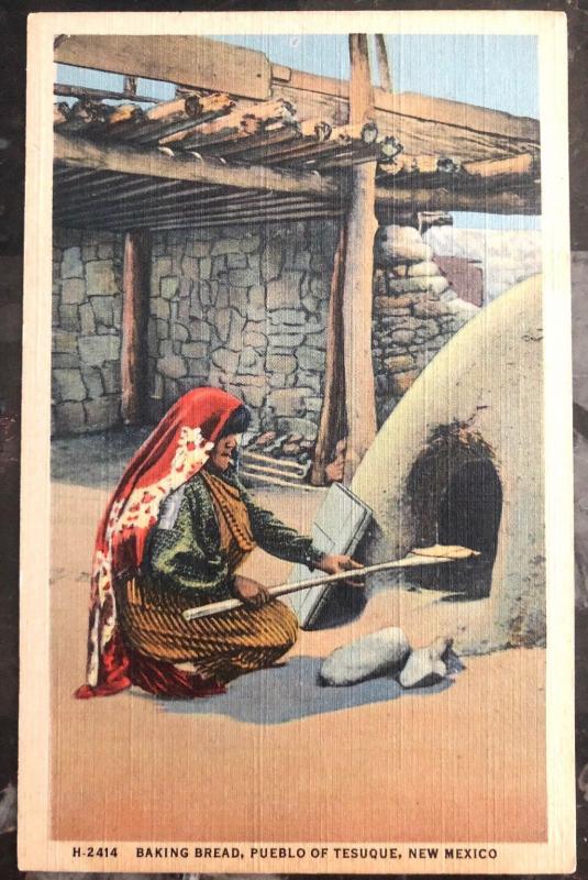 Mint USA PPC Picture Postcard Native Baking Bread Pueblo Of Tesuque New Mexico