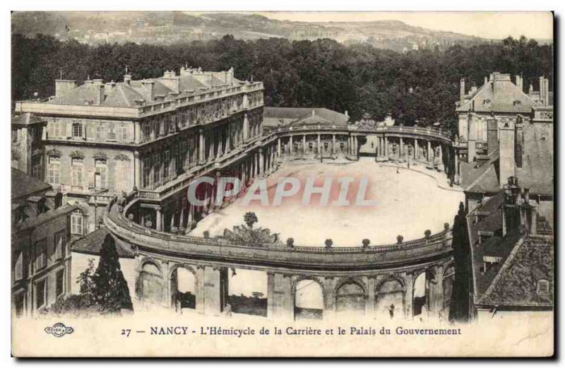 Nancy - L & # 39Hemicycle of Carriere and the Government Palace - Old Postcard