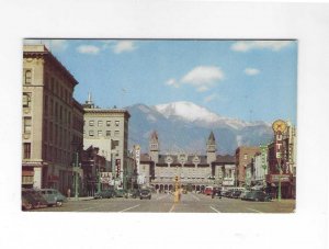 Vtg 50's Pikes Peak Ave., Colorado Springs, Colorado Street View Postcard