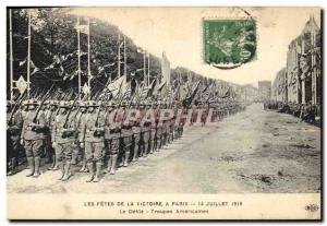 Postcard Old Army Fetes Victory July 14, 1919 The parade americaines Troops