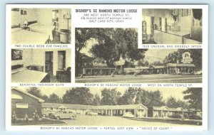 SALT LAKE CITY, UT~ BISHOP'S RANCHO MOTOR LODGE c1940s Cars Roadside Postcard