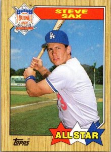 1987 Topps Baseball Card NL All Star Steve Sax Los Angeles Dodgers sk3258