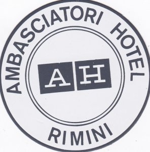 Italy Rimini Ambasciatori Hotel Vintage Luggage Label sk2212