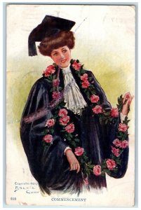 1909 Woman Graduation Commencement Archie Gunn Artist Signed Antique Postcard