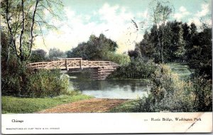 Vtg Chicago Illinois IL Rustic Bridge Washington Park 1907 Old View Postcard