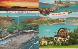 Peel Port Soderick Sunset Laxey Wheel Isle Of Man 4x 1970s Postcard