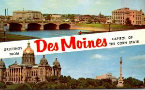 Iowa Des Moines Greetings Showing State Capitol Building