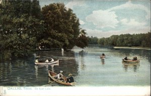 Tuck Dallas Texas TX Boating on Exall Lake c1910 Vintage Postcard