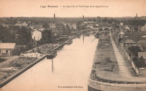 Vintage Postcard 1900's  Le Qual de la Prevalaye et le Qual St-Cyr Rennes France