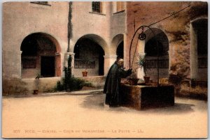 Nice- Cimiez Cour du Monastere Le Puits France Religious Building Postcard