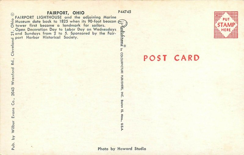 Fairport Lighthouse Marine Museum Ohio OH Postcard