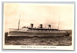 Vintage 1910's RPPC Postcard Furness Bermuda Line QTEV Queen of Bermuda Ship