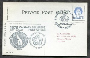 h3723 - Canada CALGARY STAMPEDE 1976 Special PO Cachet on old Postcard. Indians