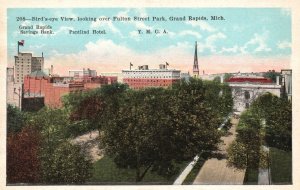 Vintage Postcard 1920s View Looking Over Fulton Street Park Grand Rapids Mich MI