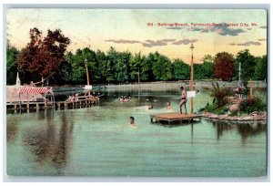 Kansas City Missouri MO Postcard Bathing Beach Fairmount Park 1909 Antique Dock