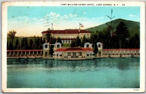 1931 Fort William Henry Hotel Lake George New York Pine Trees Posted Postcard
