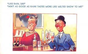 Greetings Man Drinking at Bar Comic Humor Bamforth Antique Postcard J67286