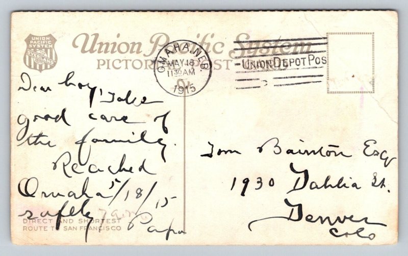 1915  Union Pacific Train  Salt Lake  Utah   Postcard