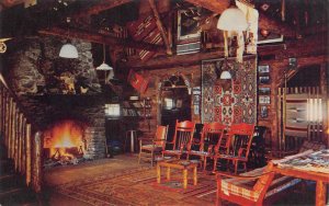 PAHASKA TEPEE LOUNGE Teepee Fireplace Interior Cody, WY c1950s Vintage Postcard