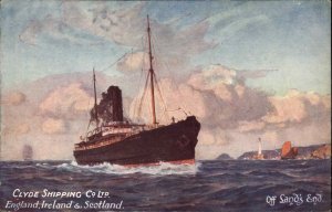 United Kingdom Clyde Shipping Co Ltd Off Land's End Steamer Steamship c1910 PC