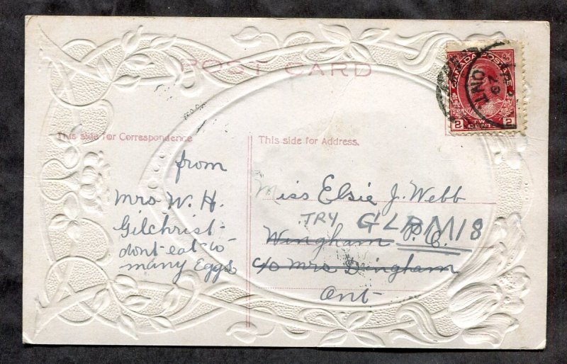 dc1022 - EASTER JOY 1920 Novelty Postcard. Felt Egg Add-on