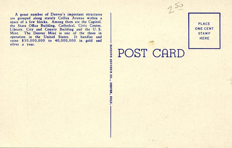 CO - Denver. U.S. Mint & Colfax Avenue