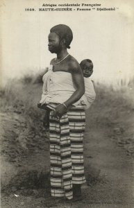 PC CPA FRENCH GUINEA, FEMME DJALLONIKÉ, Vintage Postcard (b21014)