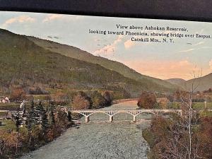 Postcard  View of Ashokan Reservoir & Bridge over Esopus,Catskill  Mtns.  NY  W1