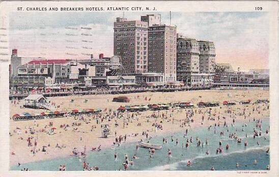 New Jersey Atlantic City Saint Charles And Breakers Hotels 1935