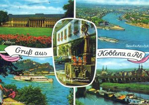 VINTAGE CONTINENTAL SIZE POSTCARD GREETINGS FROM KOBLENX GERMANY 1970s