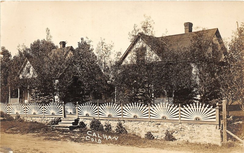 H26/ Calhan Colorado RPPC Postcard c1910 Sunburst Fence Fancy Home 4 