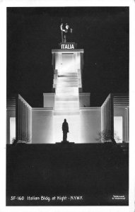 RPPC Italian Bldg at Night 1939 New York World's Fair Art Deco Vintage Postcard