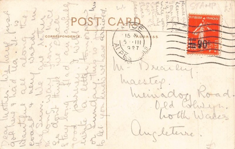 England 1927 Clock Tower Dover Harbour vintage postcard