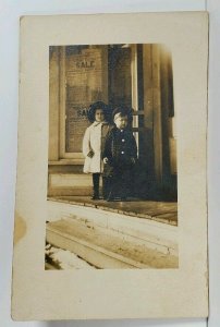 Grant WV RPPC Children Elsie & Earl Brown c1912 Posing at Store Postcard M12