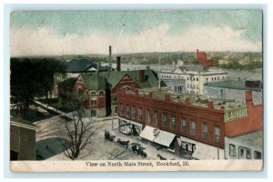 c1910 View North Main Street Rockford Illinois IL Posted Antique Postcard 