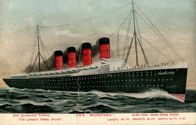 Cunard Line - RMS Mauritania     (large crease)