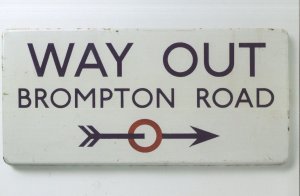 WW1 Exit Way Out Sign Brompton Road London Underground Train Postcard