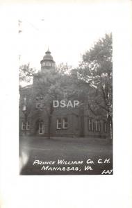 A45/ Manassas Virginia Va Postcard RPPC Prince William County Court House