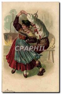 Old Postcard Fancy Dance Folklore