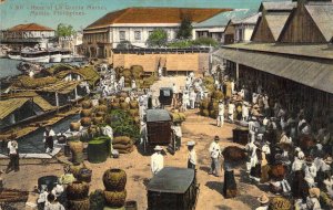Chromo-litho style, Back of Quinta Mkt, Manila, P.I., Philippines, Old Postcard