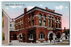 Police Station Building Street View Nashua New Hampshire NH Vintage Postcard