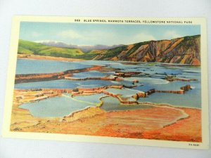 Vintage Postcard Blue Springs Mammoth Terraces Yellowstone National Park Linen