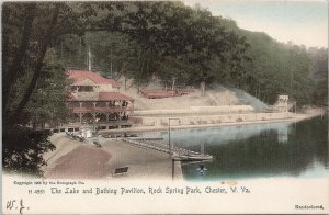 Chester West Virginia WVA Lake & Bathing Pavilion Rock Spring Park Postcard F99