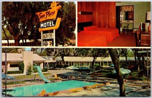 Sun Plaza Motel Silver Springs Florida Restaurant Rooms Swimming Pool Postcard