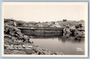 Wichita Mts. Oklahoma OK Postcard RPPC Photo Lake Quanah Parker c1940's Vintage