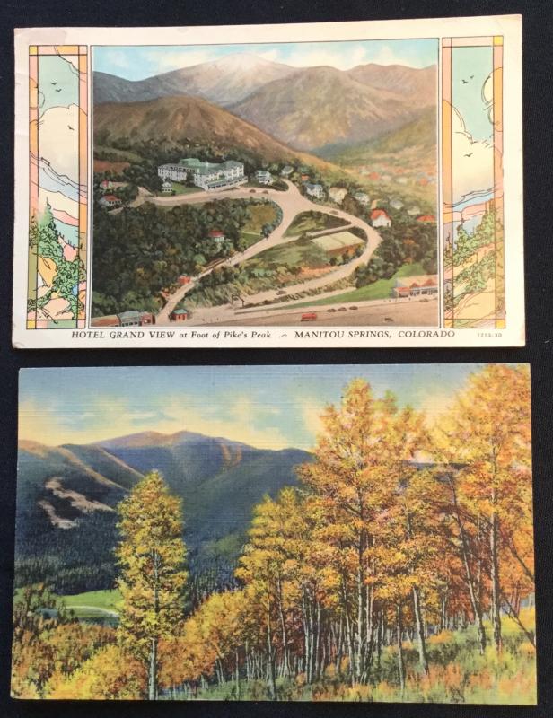 Postcards (2) Colorado Hotel Grand View/Aspens 2 Used LB